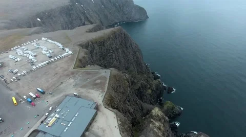 North Cape (Nordkapp) in northern Norway. Stock Footage