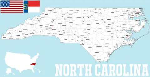 North Carolina County Map Stock Illustration