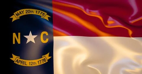 North Carolina flag in the wind . 3d illustration Illustrazione stock