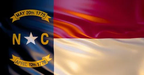 North Carolina flag in the wind . 3d illustration Stock Illustration