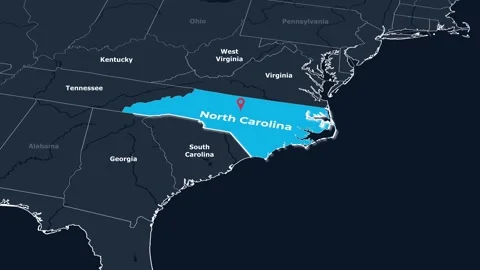 North Carolina Map Animation Locator Zoom 4K Motion Graphic Stock Footage 342540685