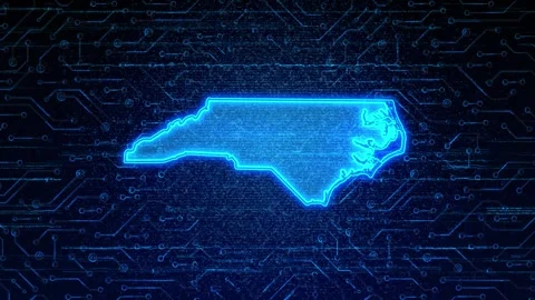 North Carolina Map Digital Technology Opener Stock Footage 335475836
