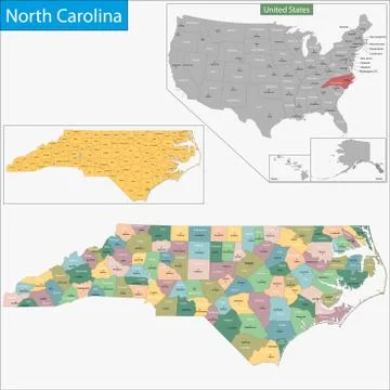North Carolina map Stock Illustration