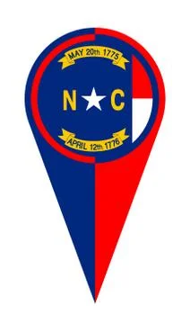 North Carolina Map Pointer Location Flag Stock Illustration