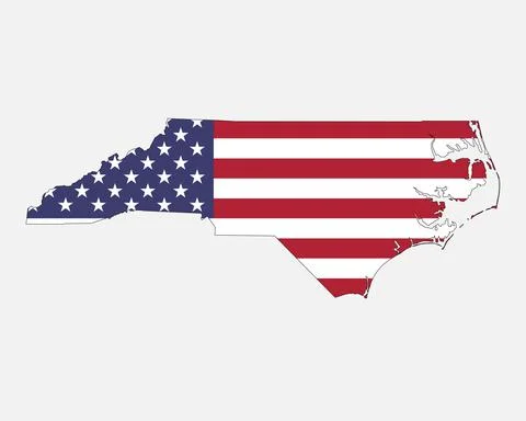 North Carolina Map USA Flag Stock Illustration