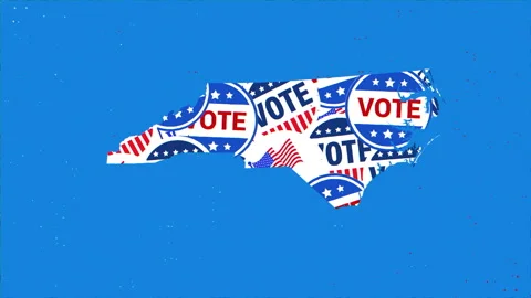 North Carolina Map with Vote Pattern on Blue Background Stock-Footage 347177403