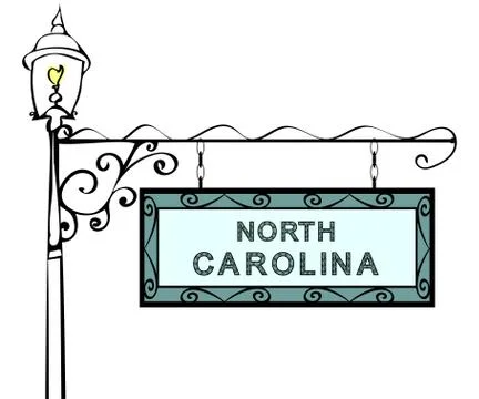 North Carolina retro pointer lamppost Stock Illustration