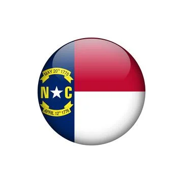 North Carolina Round Circle Button Flag of the US States Vector Template Illustrazione stock