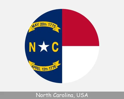 North Carolina Round Flag Stock Illustration