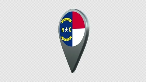 North Carolina State Flag Location Map Marker Pin With Alpha Channel Looped Stock Footage 239460478