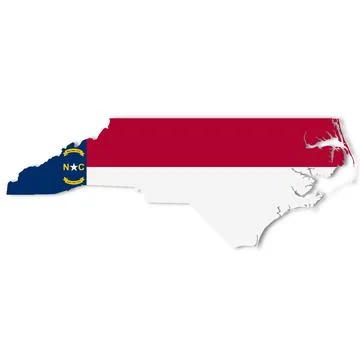 North Carolina State Flag Map Stock Illustration
