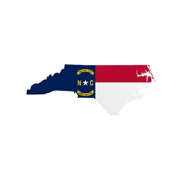 North Carolina State Flag Map Stock Illustration