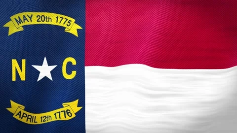 North Carolina State Flag Waving. Ultra Realistic Waving Flag Of North Carolina. Stock Footage 338301891
