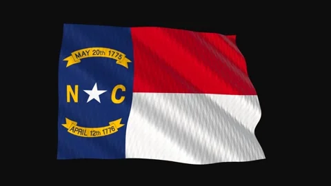 North carolina state flag waving on black background seamless loop Stock Footage 344677891