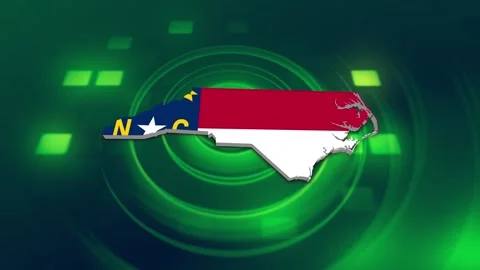 North Carolina State Map and Flag Background Stockbeeldmateriaal 344648616