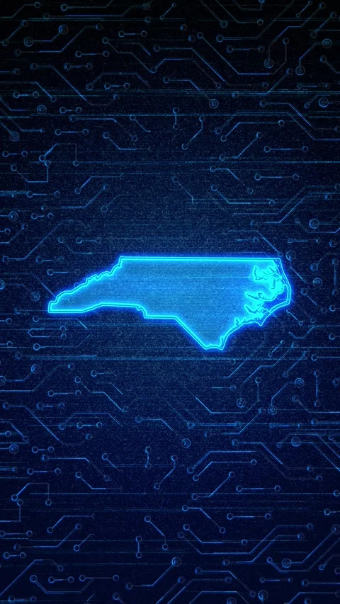 North Carolina State Map Digital Technology Opener Vídeo Stock 336391349