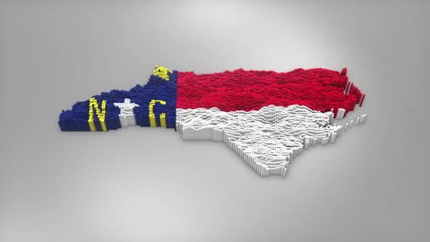 North Carolina State Map with Flag Intro Background Stock Footage 315166315