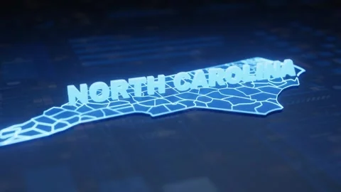 North Carolina State Map Geographic Outline Stock Footage 344360643