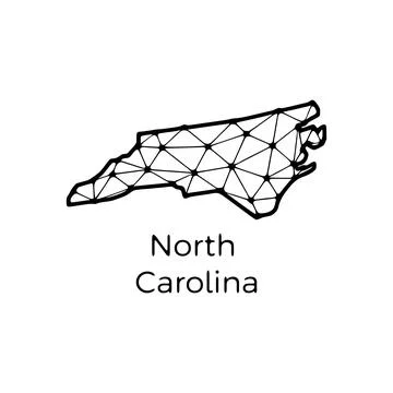North Carolina state map polygonal illustration made of lines and dots, isola Stock Illustration