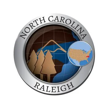 North carolina state with pine tree badge イラスト素材