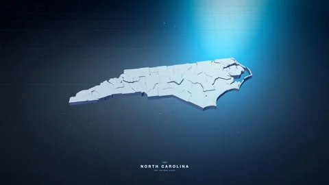 North Carolina USA state map with glowing tech digital network style Stock Footage 340614075