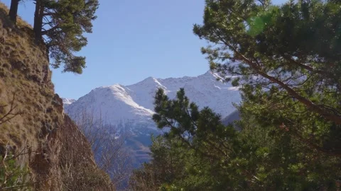 North Caucasus Mountain Range with Evergreen Forest Stock Footage 320856617