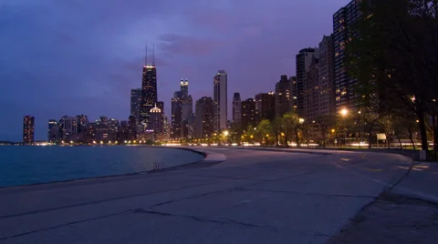 North Chicago timelapse at Dusk 4K Stock Footage