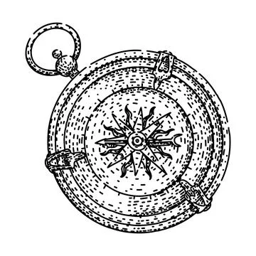 North compass sketch hand drawn vector Stock Illustration