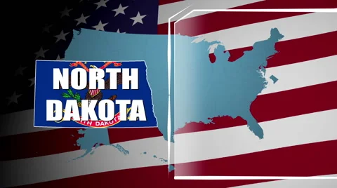 North Dakota Countered Flag and Information Panel Stock Footage 66774766