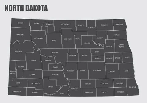 North Dakota County Map Stock Illustration