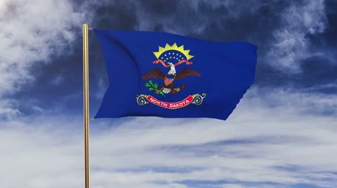 North dakota flag waving in the wind. Green screen, alpha matte. Loopable Stock-Footage 48190882