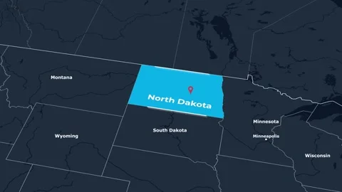 North Dakota Map Animation Locator Zoom 4K Motion Graphic Stock Footage 342396786
