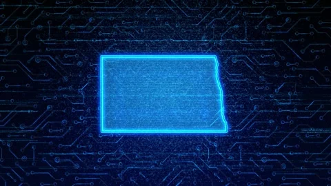 North Dakota Map Digital Technology Opener Stock Footage 335475838