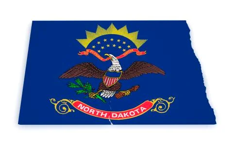 North dakota map flag 3d shape Stock Illustration