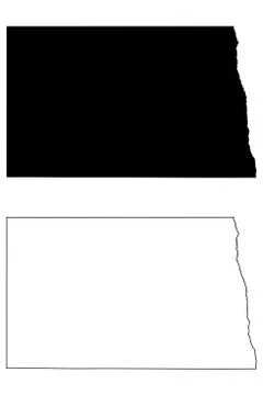 North Dakota ND State Border USA Map Stock Illustration