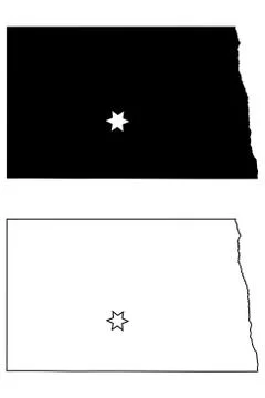 North Dakota ND state Map USA with Capital City Star at Bismark. EPS Vector Stock Illustration