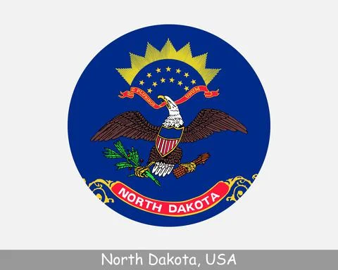 North Dakota Round Flag Stock Illustration