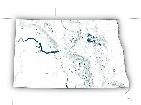 North Dakota shape with state borders, white map Illustrazione stock