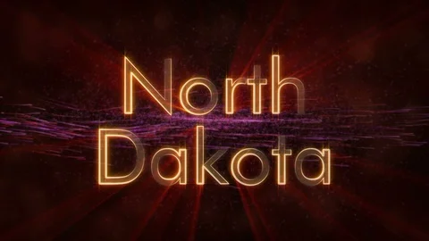North Dakota - Shiny looping state name text animation Stock Footage 99578586