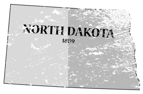 North Dakota State and Date Map Grunged Stock Illustration