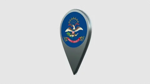 North Dakota State Flag Location Map Marker Pin With Alpha Channel Looped 库存影片 239461329