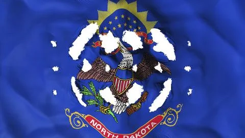 North Dakota state flag with a small holes, white background, 3d rendering Stock Illustration