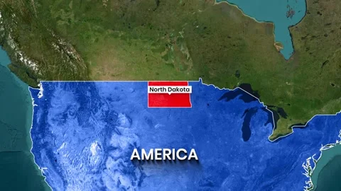 North Dakota State Highlighted on USA Country Map Animation Stock Footage 340488960