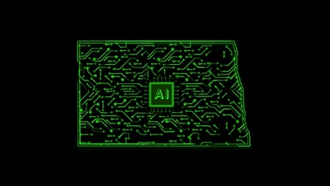 North Dakota State Map AI Chipset Technology Opener Stock Footage 337093160
