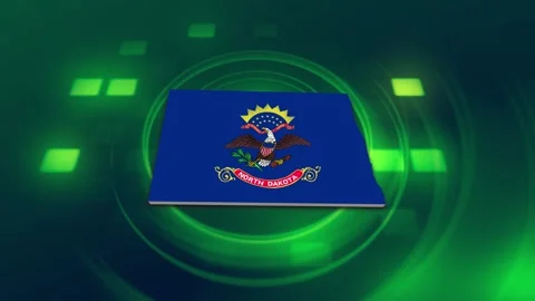 North Dakota State Map and Flag Background Stock Footage 344648795