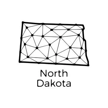 North Dakota state map polygonal illustration made of lines and dots, isolate Stock Illustration