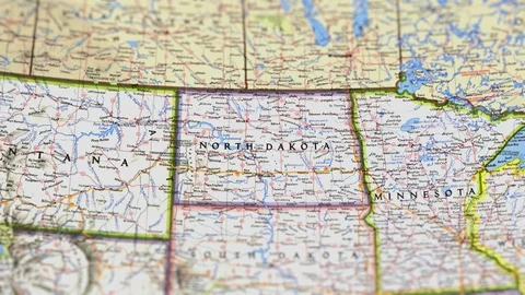 North Dakota State On Map USA Stock Footage