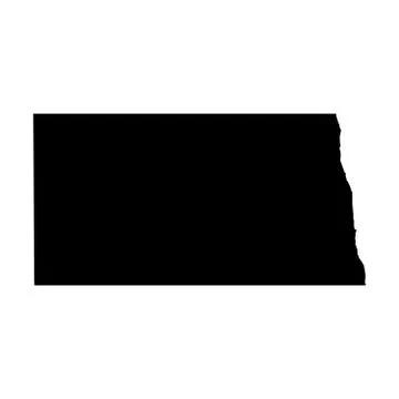 North Dakota, state of USA - solid black silhouette map of country area. Simple Ilustração Stock