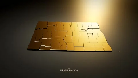 North Dakota USA 3D state map in gold style Stock Footage 341172047