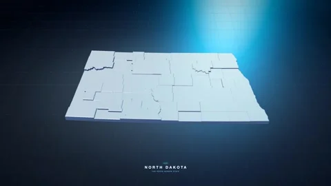 North Dakota USA state map with glowing tech digital network style Stock Footage 340614082